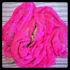 Gorgeous Hot Pink Lace Scarf from Ash&dans